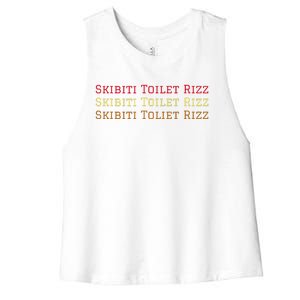 Skibiti Toilet Rizz Viral Influencer Brain Rot Slang Funny Women's Racerback Cropped Tank