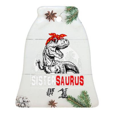 Sistersaurus T Rex Dinosaur Sister Saurus Family Matching Ceramic Bell Ornament