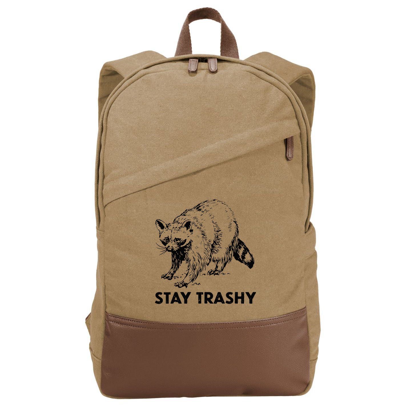 Stay Trashy Raccoon Cotton Canvas Backpack