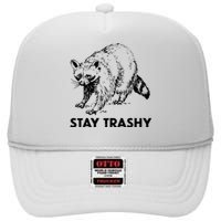 Stay Trashy Raccoon High Crown Mesh Back Trucker Hat