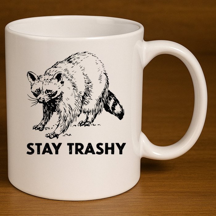 Stay Trashy Raccoon 11oz C Handle Ceramic Mug