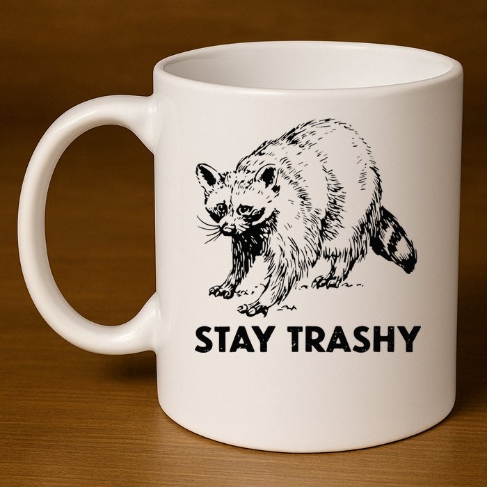 Stay Trashy Raccoon 11oz C Handle Ceramic Mug