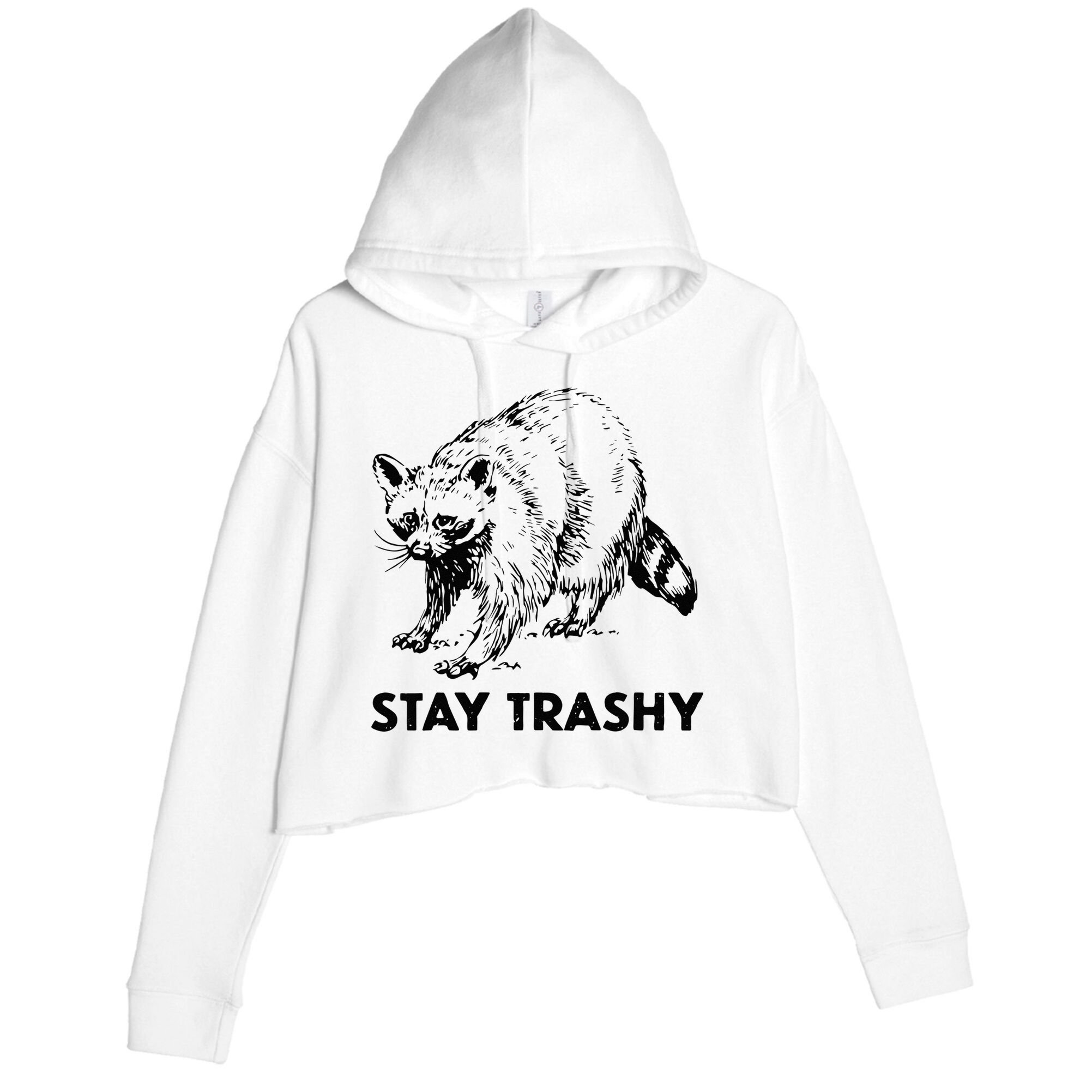 Stay Trashy Raccoon Crop Fleece Hoodie