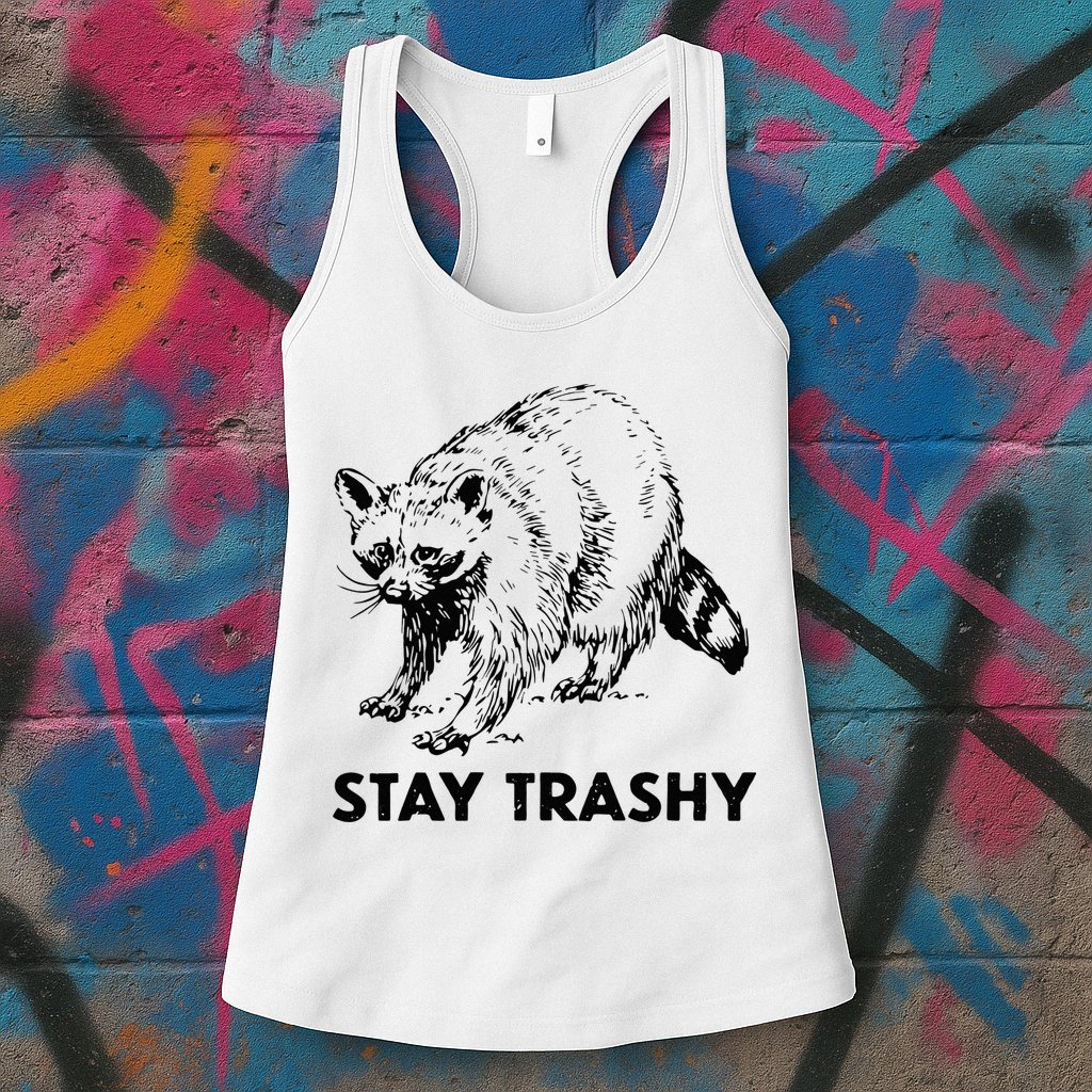 Stay Trashy Raccoon Womens Tank Top
