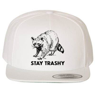 Stay Trashy Raccoon Wool Snapback Cap