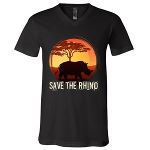 Save The Rhino V-Neck T-Shirt