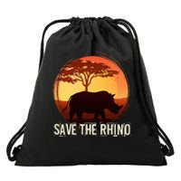 Save The Rhino Drawstring Bag