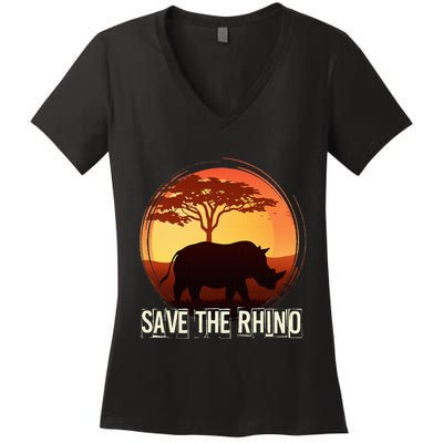Save The Rhino Women's V-Neck T-Shirt