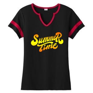 Summer Time Retro Ladies Halftime Notch Neck Tee