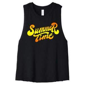 Summer Time Retro Women's Racerback Cropped Tank