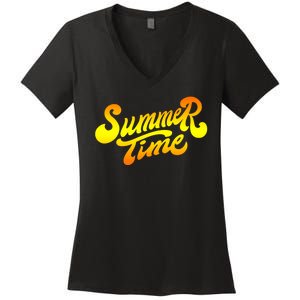 Summer Time Retro Women's V-Neck T-Shirt