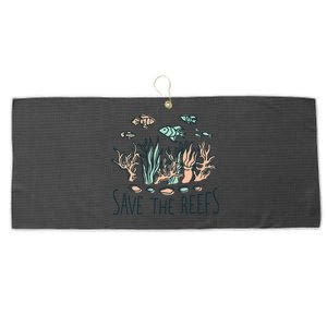 Save The Reefs Abstract Art Design Featuring The Coral Reefs Gift Large Microfiber Waffle Golf Towel