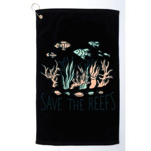 Save The Reefs Abstract Art Design Featuring The Coral Reefs Gift Platinum Collection Golf Towel