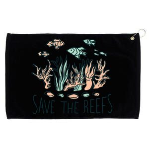 Save The Reefs Abstract Art Design Featuring The Coral Reefs Gift Grommeted Golf Towel