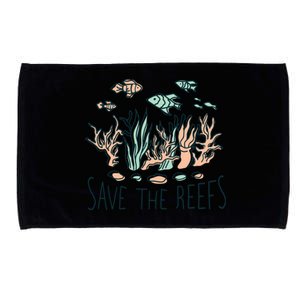 Save The Reefs Abstract Art Design Featuring The Coral Reefs Gift Microfiber Hand Towel