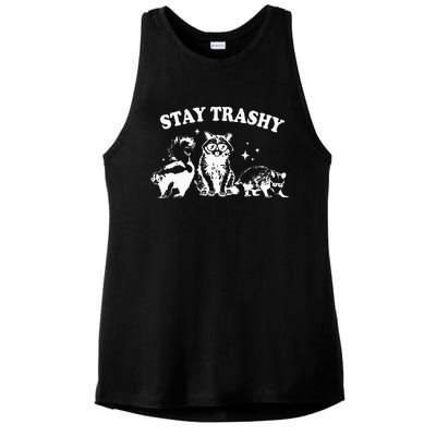 Stay Trashy Raccoon Opossum Skunk Ladies PosiCharge Tri-Blend Wicking Tank