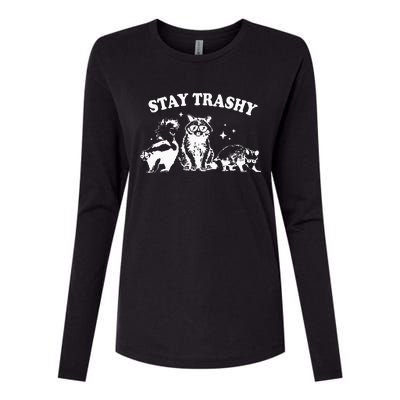 Stay Trashy Raccoon Opossum Skunk Womens Cotton Relaxed Long Sleeve T-Shirt