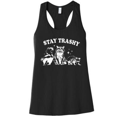 Stay Trashy Raccoon Opossum Skunk Women's Racerback Tank