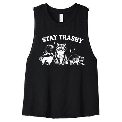 Stay Trashy Raccoon Opossum Skunk Women's Racerback Cropped Tank