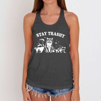 Stay Trashy Raccoon Opossum Skunk Women's Knotted Racerback Tank