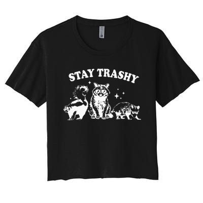 Stay Trashy Raccoon Opossum Skunk Women's Crop Top Tee