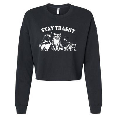 Stay Trashy Raccoon Opossum Skunk Cropped Pullover Crew