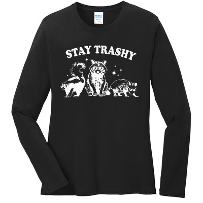 Stay Trashy Raccoon Opossum Skunk Ladies Long Sleeve Shirt