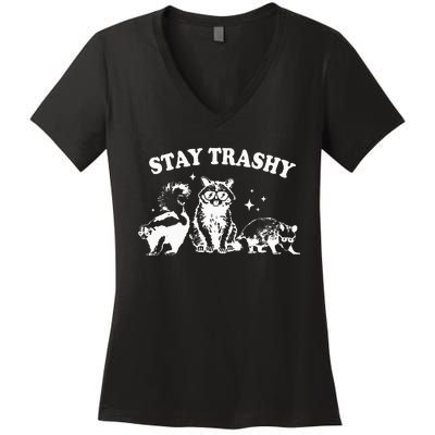 Stay Trashy Raccoon Opossum Skunk Women's V-Neck T-Shirt