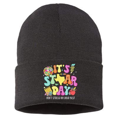 State Testing Retro ItS Staar Day DonT Stress Do Your Best Sustainable Knit Beanie