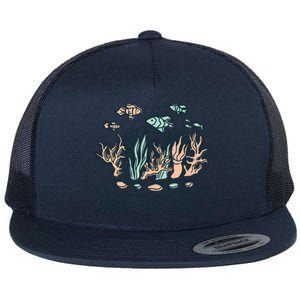 Save The Reefs Save The Planet Sustainable Lifestyle Cool Gift Flat Bill Trucker Hat