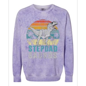 Stepdadsaurus T Rex Dinosaur Stepdad Saurus Fathers Day Colorblast Crewneck Sweatshirt