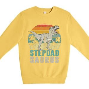 Stepdadsaurus T Rex Dinosaur Stepdad Saurus Fathers Day Premium Crewneck Sweatshirt