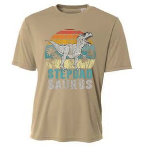 Stepdadsaurus T Rex Dinosaur Stepdad Saurus Fathers Day Cooling Performance Crew T-Shirt