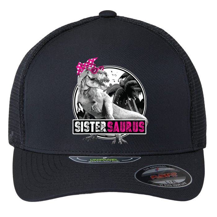 Sistersaurus T Rex Dinosaur Sister Saurus Family Matching Flexfit Unipanel Trucker Cap