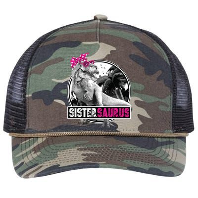 Sistersaurus T Rex Dinosaur Sister Saurus Family Matching Retro Rope Trucker Hat Cap