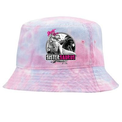 Sistersaurus T Rex Dinosaur Sister Saurus Family Matching Tie-Dyed Bucket Hat