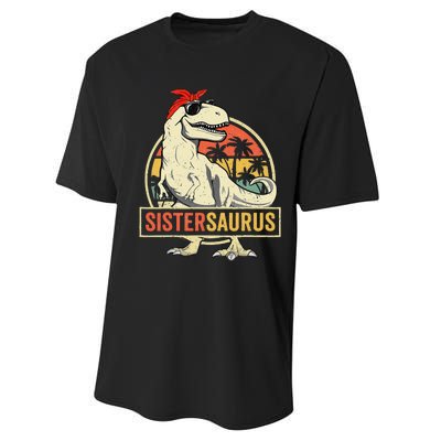 Sistersaurus T Rex Dinosaur Sister Saurus Family Matching Performance Sprint T-Shirt