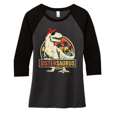 Sistersaurus T Rex Dinosaur Sister Saurus Family Matching Women's Tri-Blend 3/4-Sleeve Raglan Shirt