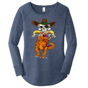 Skeleton T Rex Dinosaur Halloween Cool Gift Women's Perfect Tri Tunic Long Sleeve Shirt