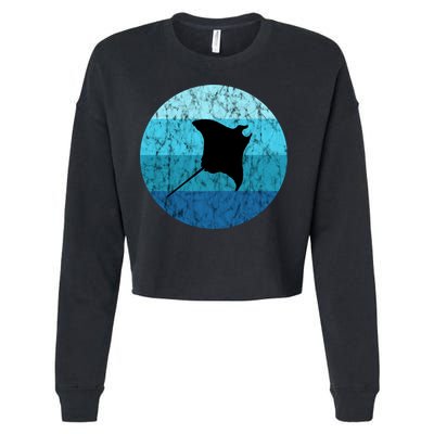 Stingray Ta Ray Retro Vintage Ocean Water Animal Gift Cropped Pullover Crew