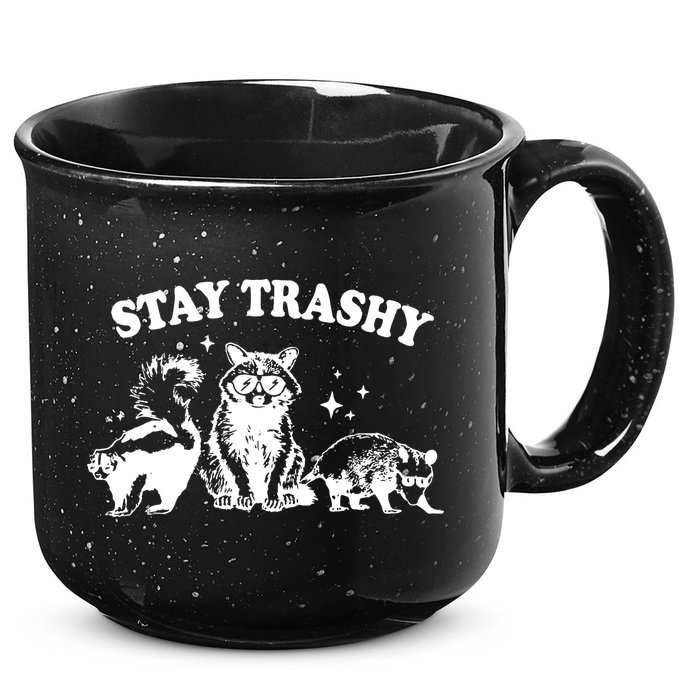 Stay Trashy Raccoon Opossum Skunk 15oz Campfire Ceramic Mug