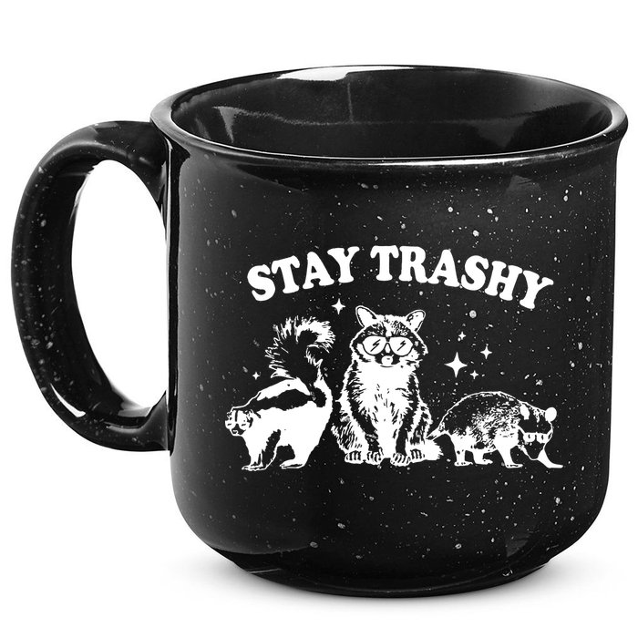 Stay Trashy Raccoon Opossum Skunk 15oz Campfire Ceramic Mug