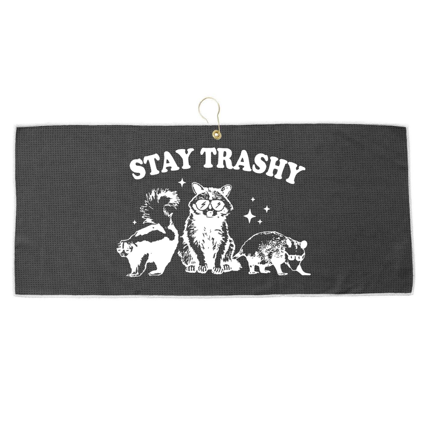 Stay Trashy Raccoon Opossum Skunk Large Microfiber Waffle Golf Towel