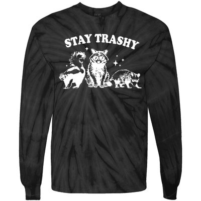 Stay Trashy Raccoon Opossum Skunk Tie-Dye Long Sleeve Shirt