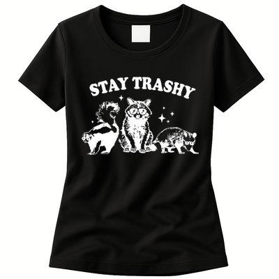 Stay Trashy Raccoon Opossum Skunk Womens T-Shirt