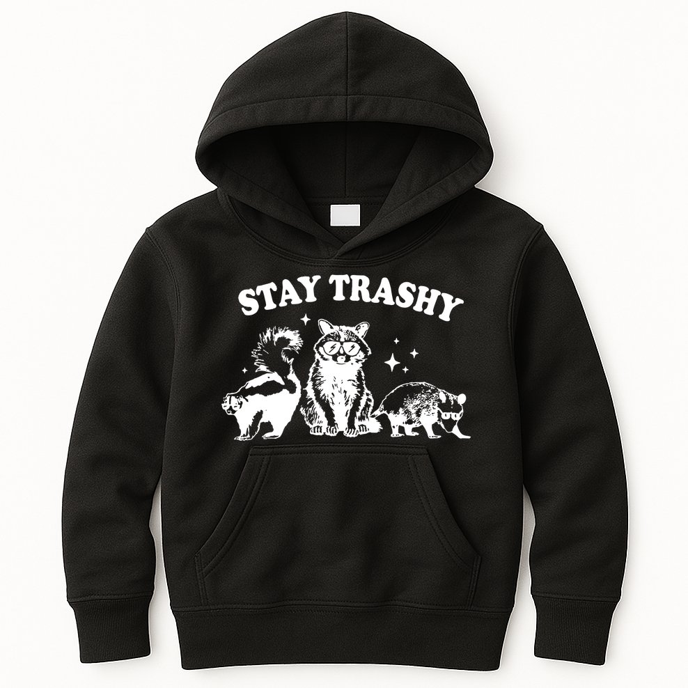 Stay Trashy Raccoon Opossum Skunk Kids Hoodie