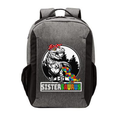 Sistersaurus T Rex Dinosaur Sister Saurus Autism Awareness Vector Backpack