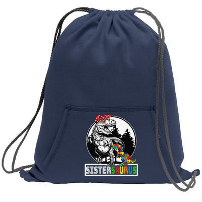 Sistersaurus T Rex Dinosaur Sister Saurus Autism Awareness Sweatshirt Cinch Pack Bag