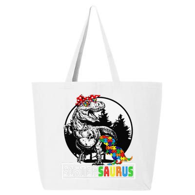 Sistersaurus T Rex Dinosaur Sister Saurus Autism Awareness 25L Jumbo Tote