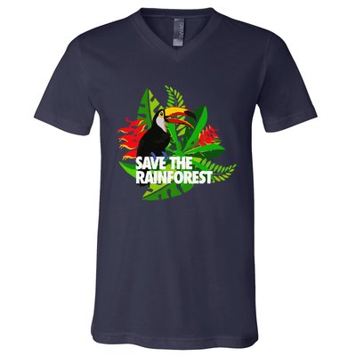 Save The Rainforest Earth Day Environmental V-Neck T-Shirt